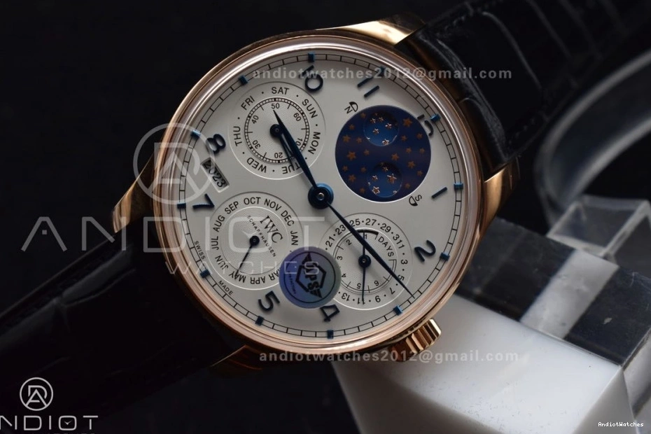 RG 1018 1:1 A52610 Calendar Best Portugieser 5033 Strap on White Black Leather APSF Clone BestValue Perpetual Dial Edition 0912